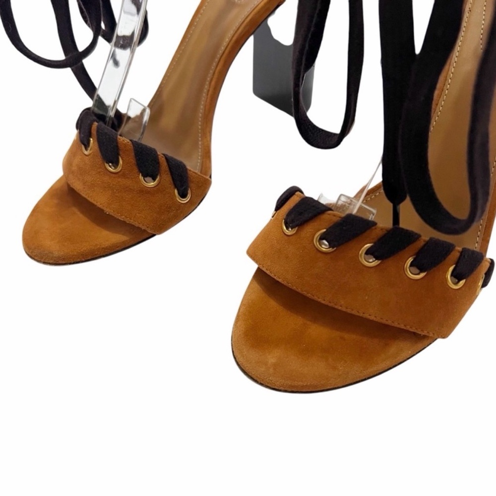 Chloe Miles Whipstitch Strap Lace-Up Suede Sandals Pumps Shoes Size 38 / 8 - Picture 6 of 8